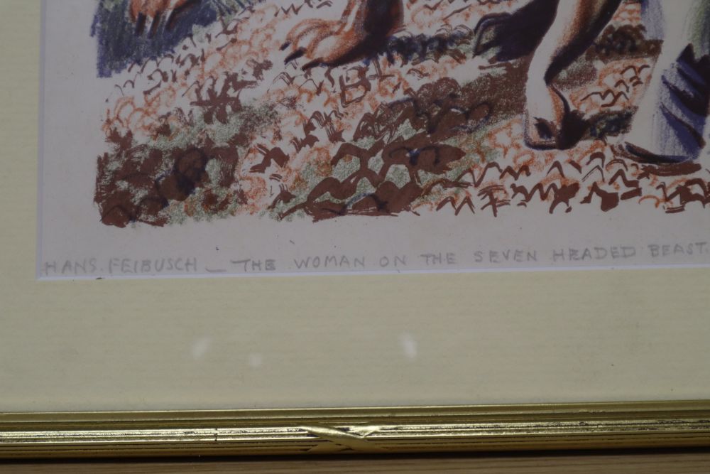 Hans Feibusch (1898-1998), lithograph, The woman on the seven headed beast, inscribed in pencil, 35 x 23cm
